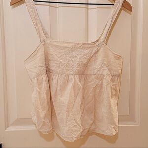 GAP Cream Embroidered Cotton Camisole Top